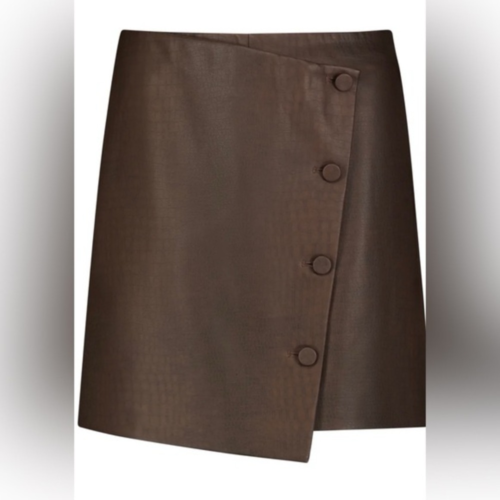 Chic Brown Button-Front Mini Skirt